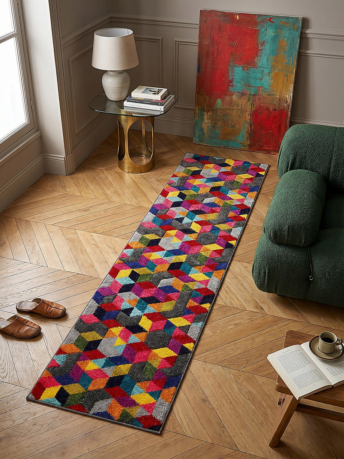 TEPPICH MEON, geometrisch, aus Polypropylen, Bunt, 66 x 230 cm - Multicolor, Textil (66/230cm) - KADIMA DESIGN
