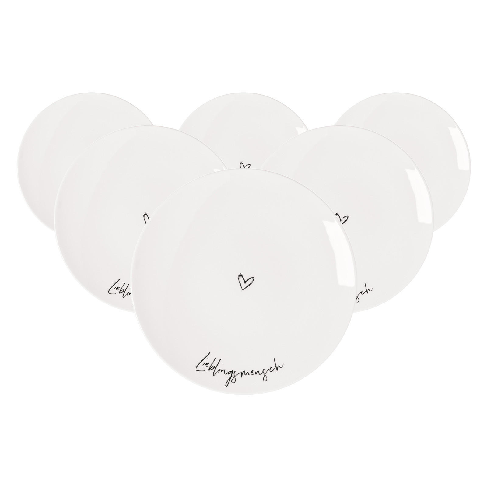 FRÜHSTÜCKSTELLER LIEBLINGSMENSCH Statement weiß ø 21,2 cm 6er Set - Weiß, Keramik (21.2cm) - Villeroy & Boch