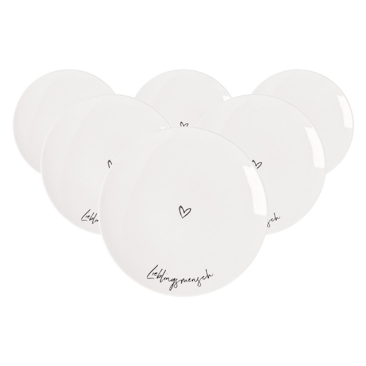 FRÜHSTÜCKSTELLER LIEBLINGSMENSCH Statement weiß ø 21,2 cm 6er Set - Weiß, Keramik (21.2cm) - Villeroy & Boch