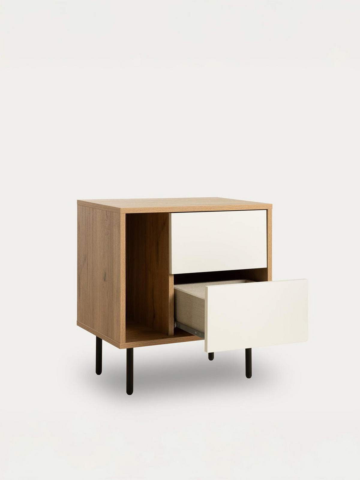 NACHTTISCH Zach Natur - Weiß 52 cm x 55 cm - Braun, Holzwerkstoff (52/55/35cm) - Kenay Home