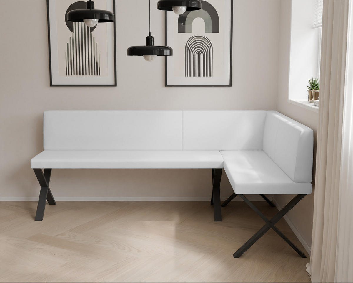 ECKBANK rechts VERO X Kunstleder glatt, 142/196 cm Weiß - Weiß, Kunststoff/Textil (142/196cm) - Idohome