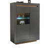 VITRINE anthrazit, Wotan Eiche, Highboard mit 7 Fächern - Eichefarben/Anthrazit, Glas/Holzwerkstoff (96/136/38cm) - Furn.Design