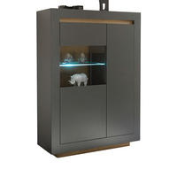 VITRINE anthrazit, Wotan Eiche, Highboard mit 7 Fächern - Eichefarben/Anthrazit, Glas/Holzwerkstoff (96/136/38cm) - Furn.Design