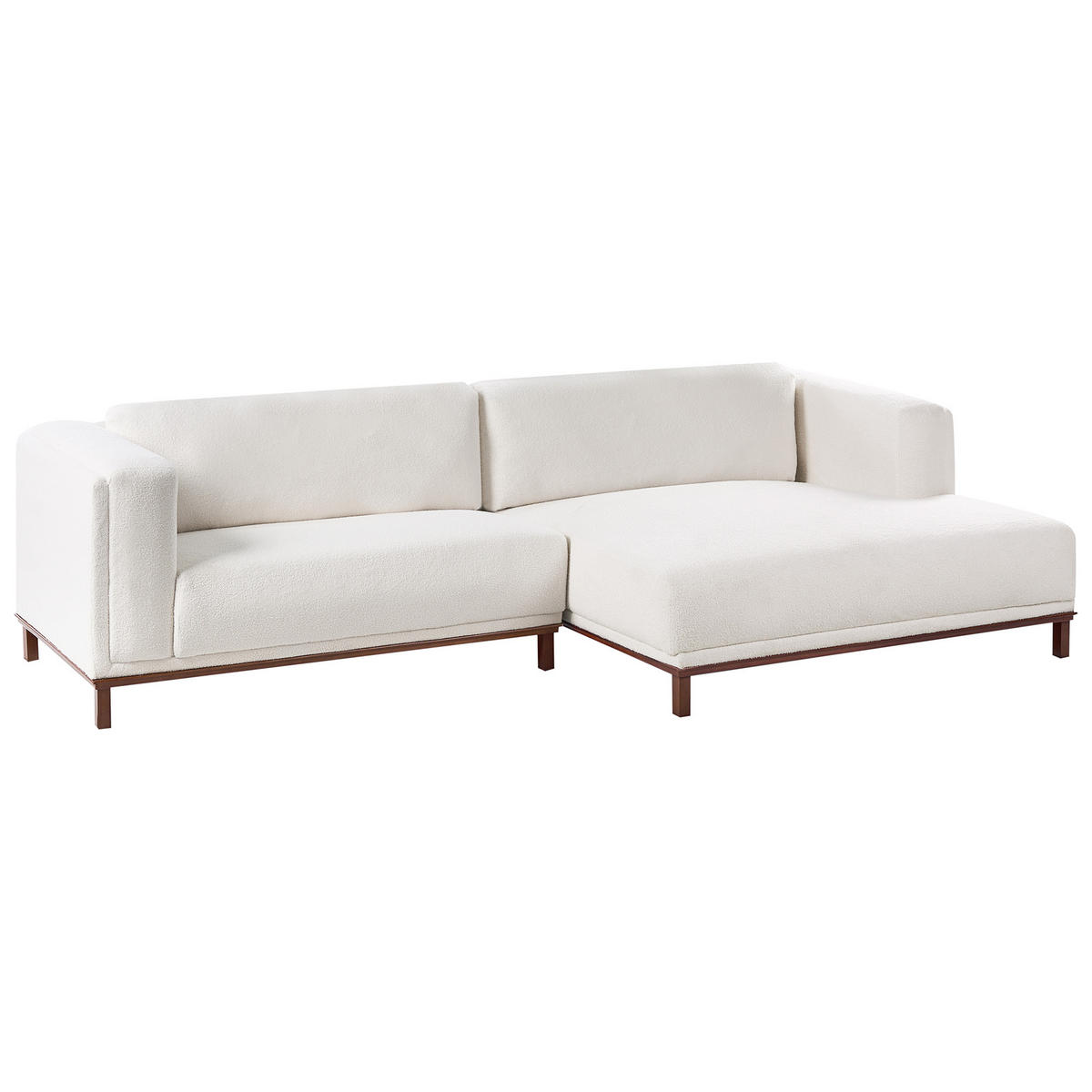 ECKSOFA 4-Sitzer Bouclé Cremeweiß linksseitig Veng - Hellbraun/Weiß, Textil (310/155cm) - Beliani