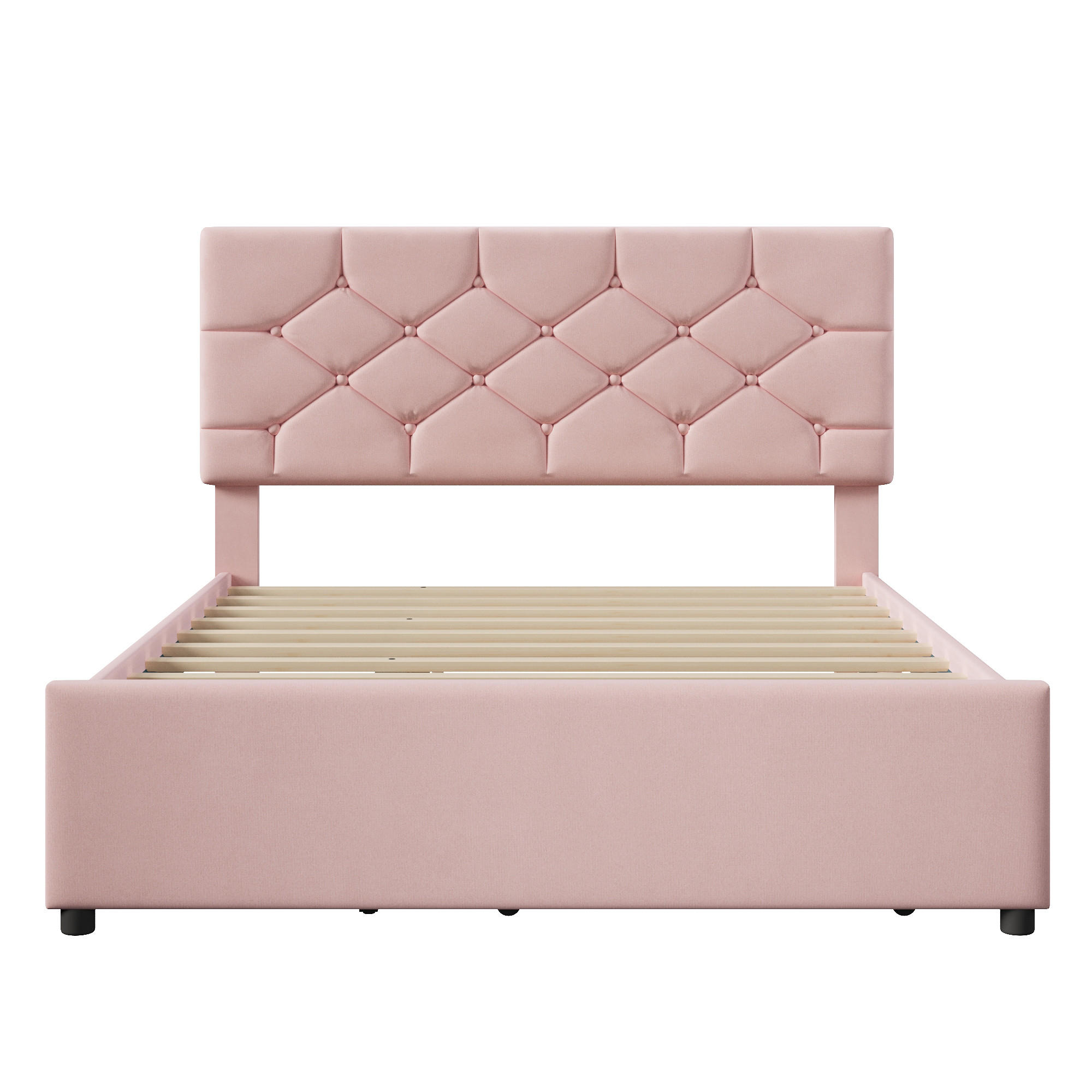 POLSTERBETT 140/200 cm Rosa, mit Lattenrost, Ausziehbett und minimalistischem Design - Pink, Textil