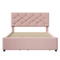 POLSTERBETT 140/200 cm Rosa, mit Lattenrost, Ausziehbett und minimalistischem Design - Pink, Textil