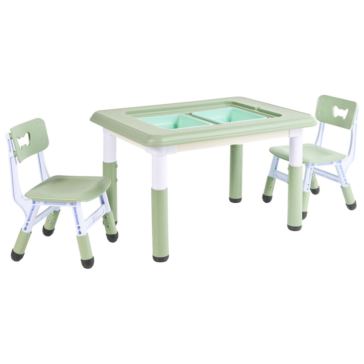 KINDERTISCH mit Stühlen Grün Bondo - Weiß/Grün, Kunststoff (82/51/62cm) - Beliani