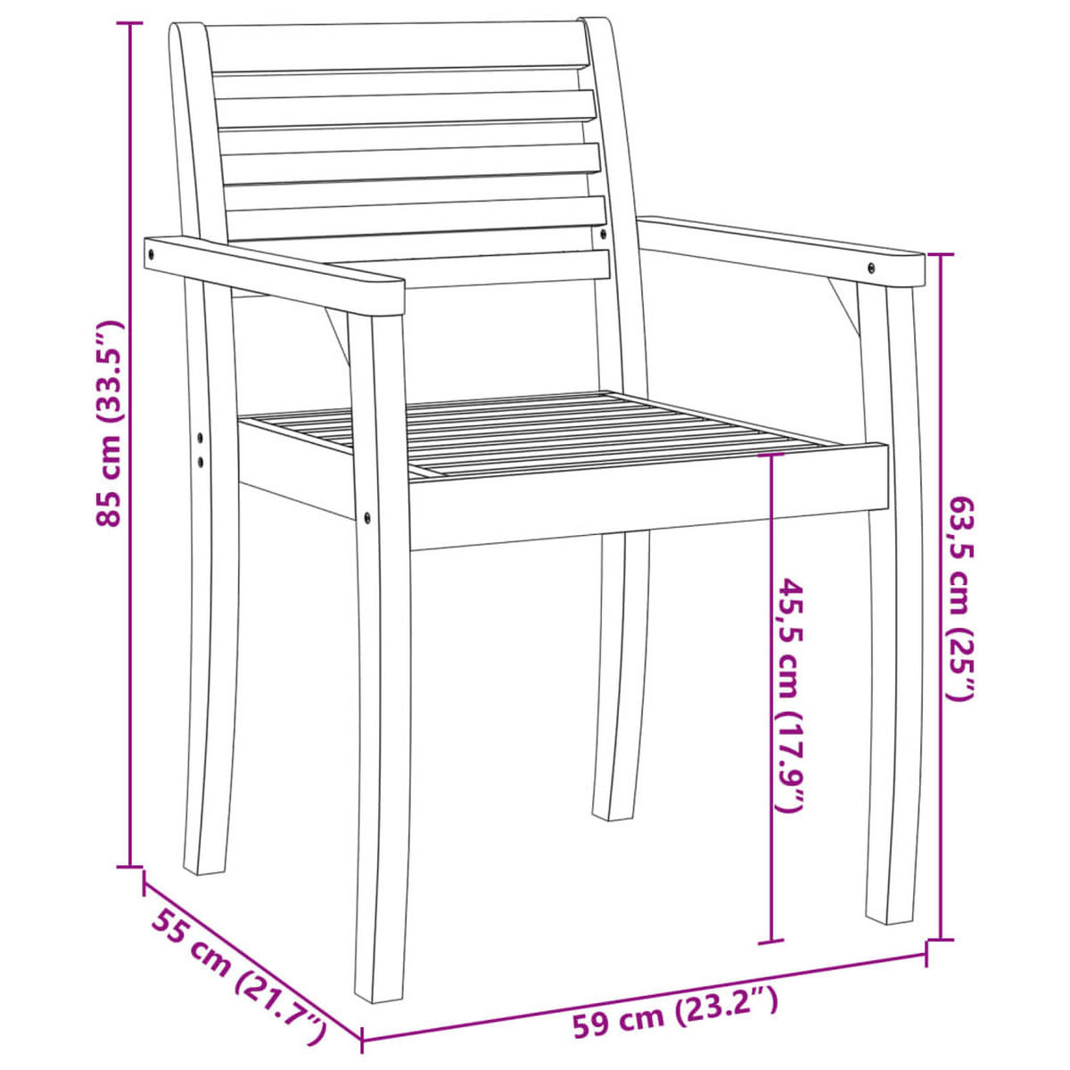 GARTENSTÜHLE 4er Set 59/55/85 Cm Massivholz Akazie - Braun, Holz (59/85/55cm) - vidaXL