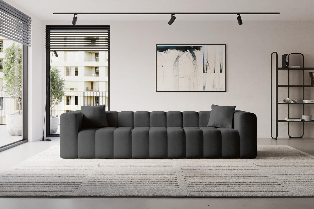 POHOVKA 3-MÍSTNÁ DONY-3 315x90x71 cm Černá Velur - černá, kompozitní dřevo/textil (315/71/90cm) - ALTDECOR