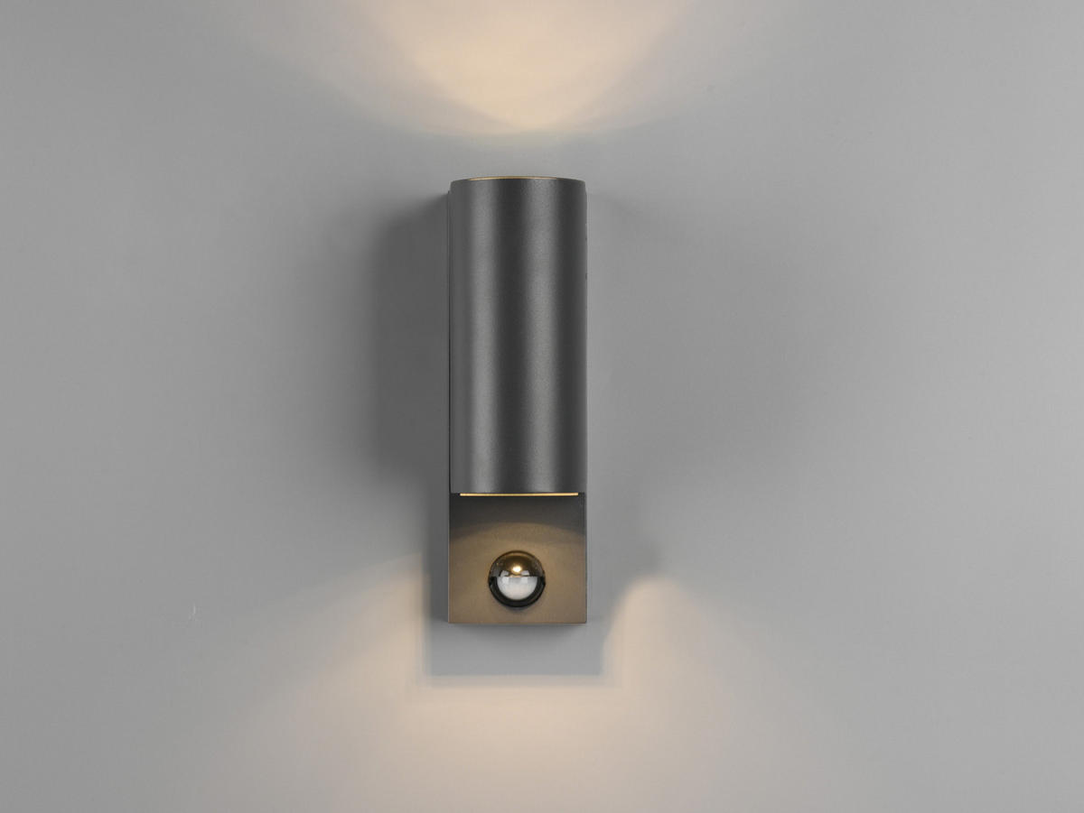 AUSSENWANDLEUCHTE mit Bewegungsmelder, Aluminium Anthrazit Höhe 22cm - Anthrazit, Metall (7/22/12cm) - meineWunschleuchte