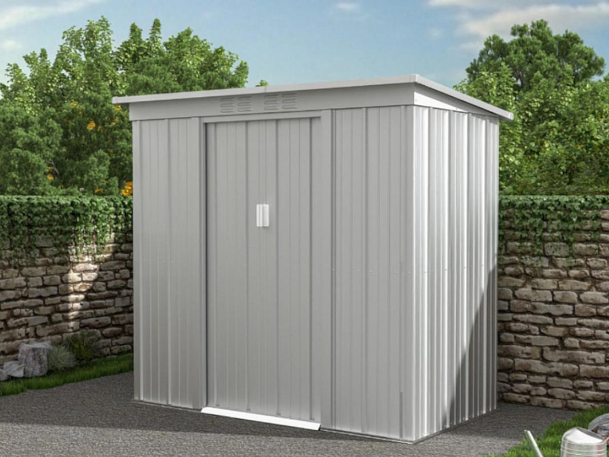 SCHREBERGARTENHAUS - 191 cm x 103 cm - metall - hellgrau Acamar - Hellgrau, Metall (191/180/103cm) - Vente-Unique