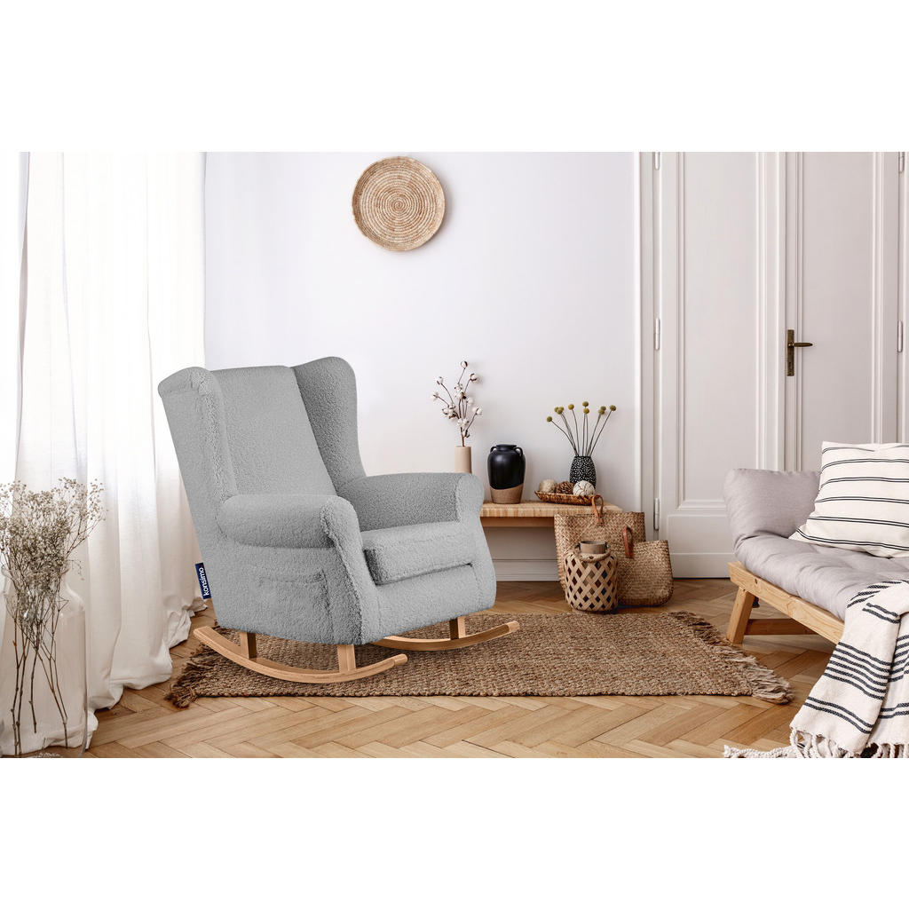 Thumbnail - Konsimo® Schaukelsessel, Grau, Textil, Holzwerkstoff, 80x105x105 cm, Hergestellt in Europa, Wohnzimmer, Sessel, Relaxses...