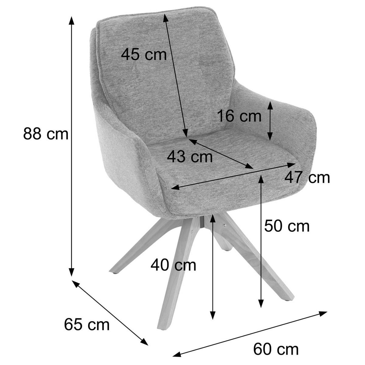 JÍDELNÍ ŽIDLE Šedá, sada 2 ks - šedá, textil (60/88/65cm) - MCW