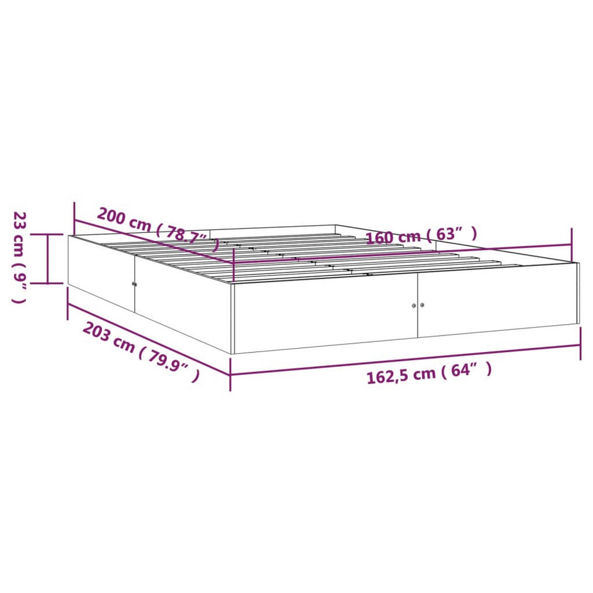 MASSIVHOLZBETT Weiss 160/200 Cm - Weiß, Textil (160/200cm) - vidaXL