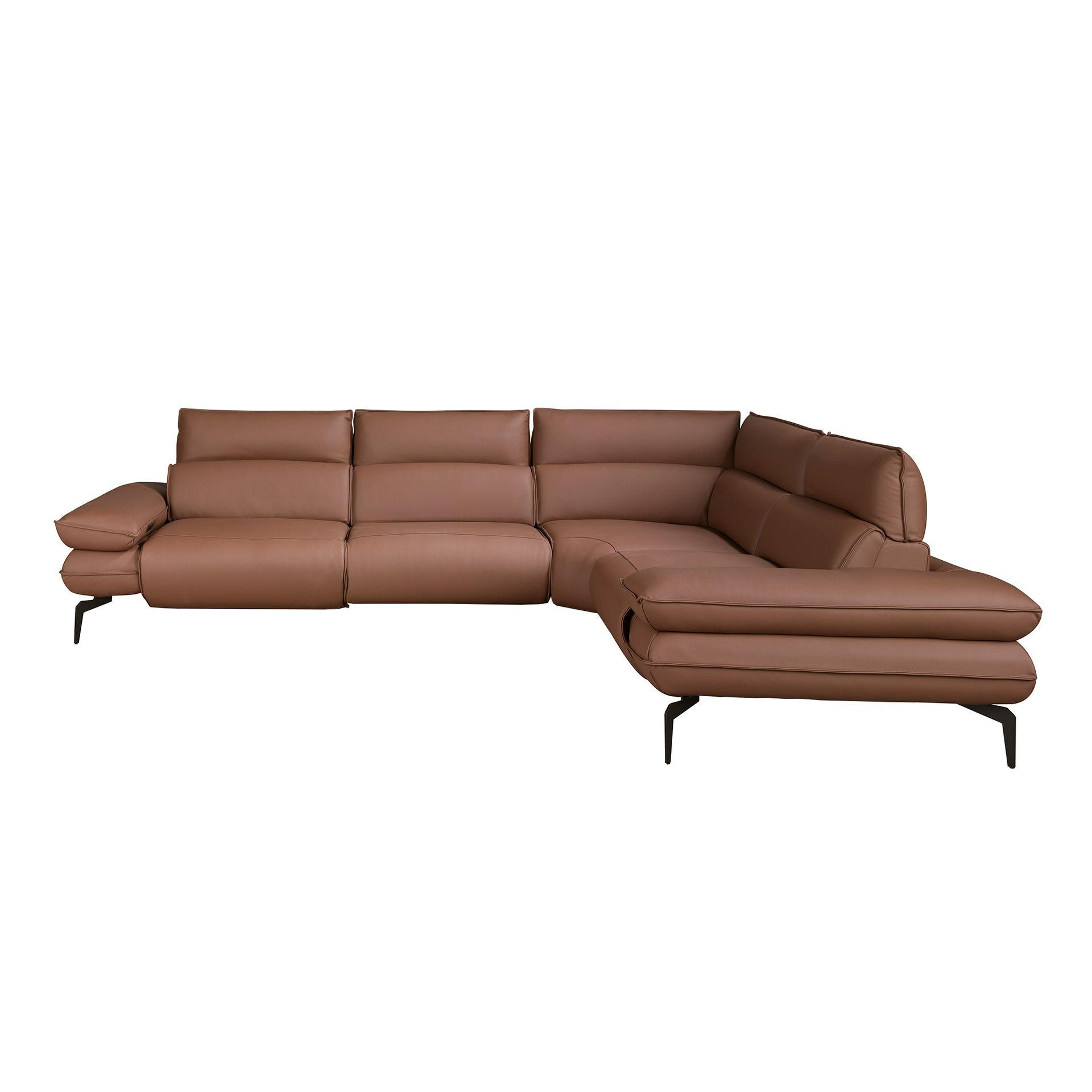 ECKSOFA Modulares Relax-Ecksofa aus braunem Leder 321/241/90 cm - Schwarz/Braun, Leder/Metall (321/241cm) - ANGEL CERDA