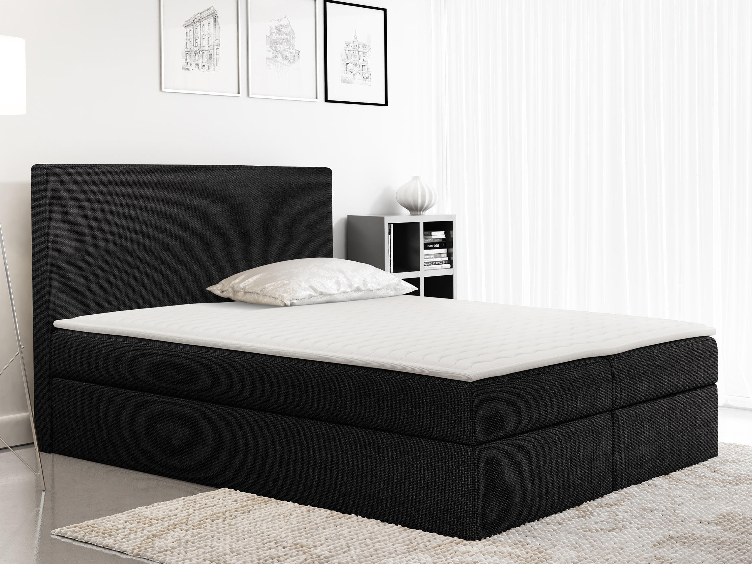 Thumbnail - Mirjan24 Boxbett, Schwarz, Holz, H3, 120x200 cm, Schlafzimmer, Betten, Boxspringbetten