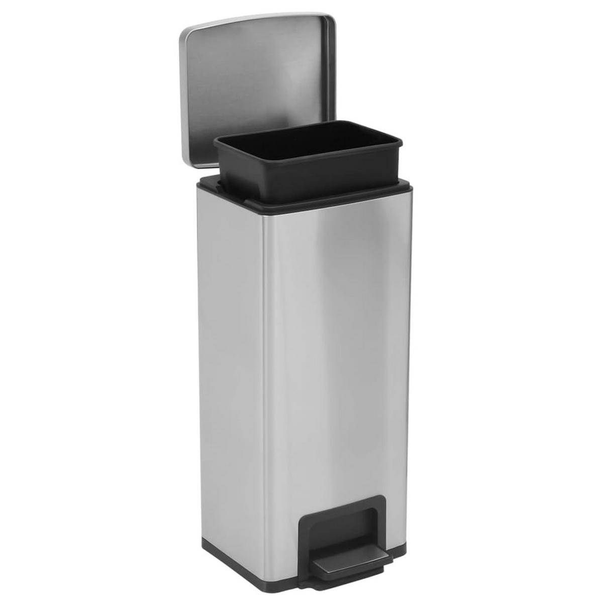 MÜLLEIMER mit Fußpedal 30L Edelstahl Silber - Silberfarben, Metall (31/71/31cm) - DELUKE