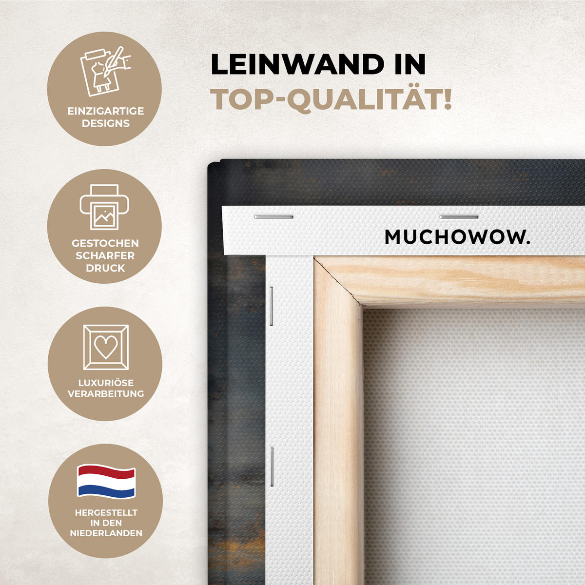 LEINWANDBILD Goldene Reflexion auf dem Wasser Room Decor 30x40 cm - Anthrazit, Textil (30/40cm) - MuchoWow