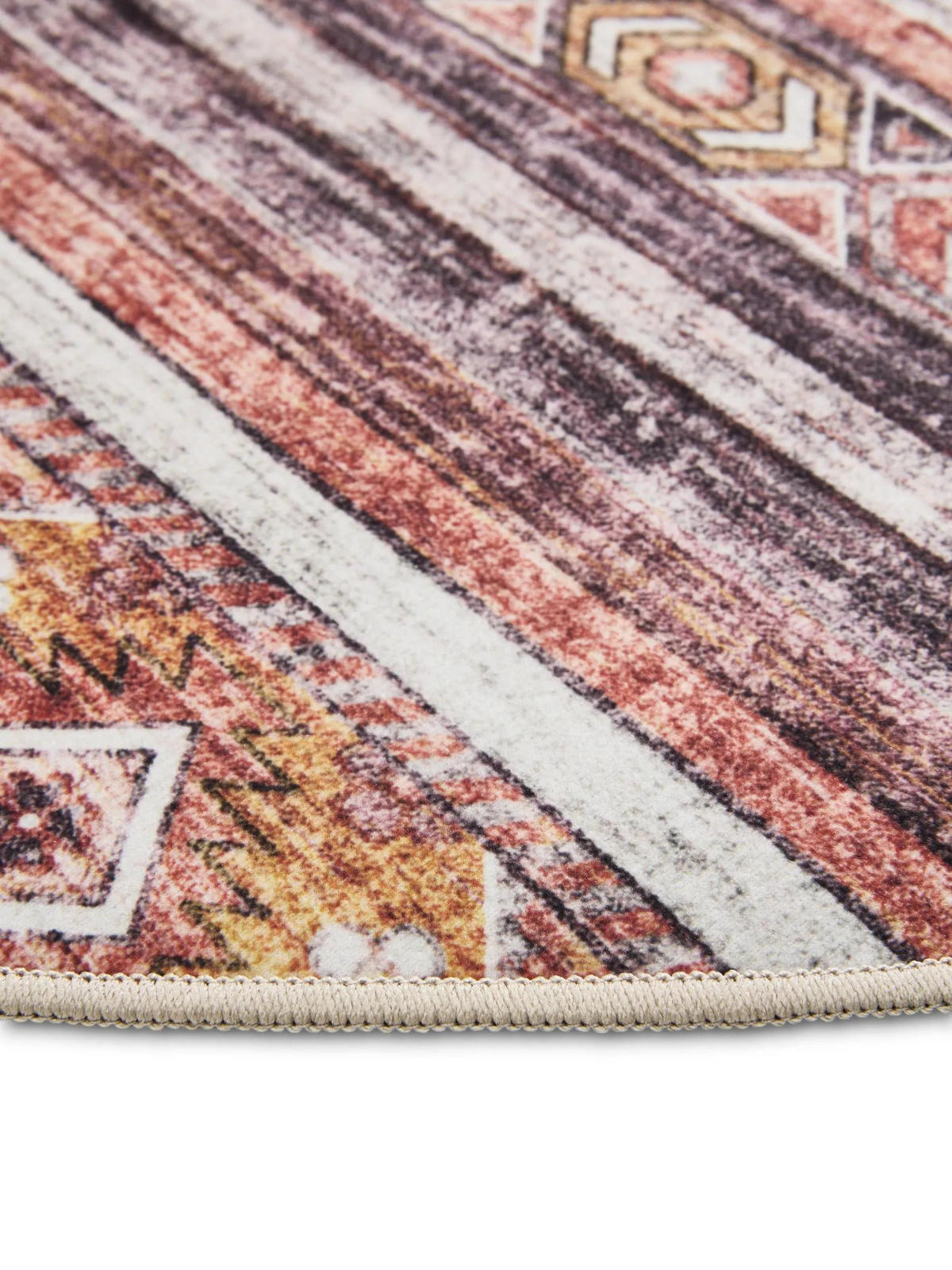 VINTAGE-TEPPICH George waschbar ø 120 cm rund - Pink/Multicolor, Kunststoff (120/120cm) - benuta