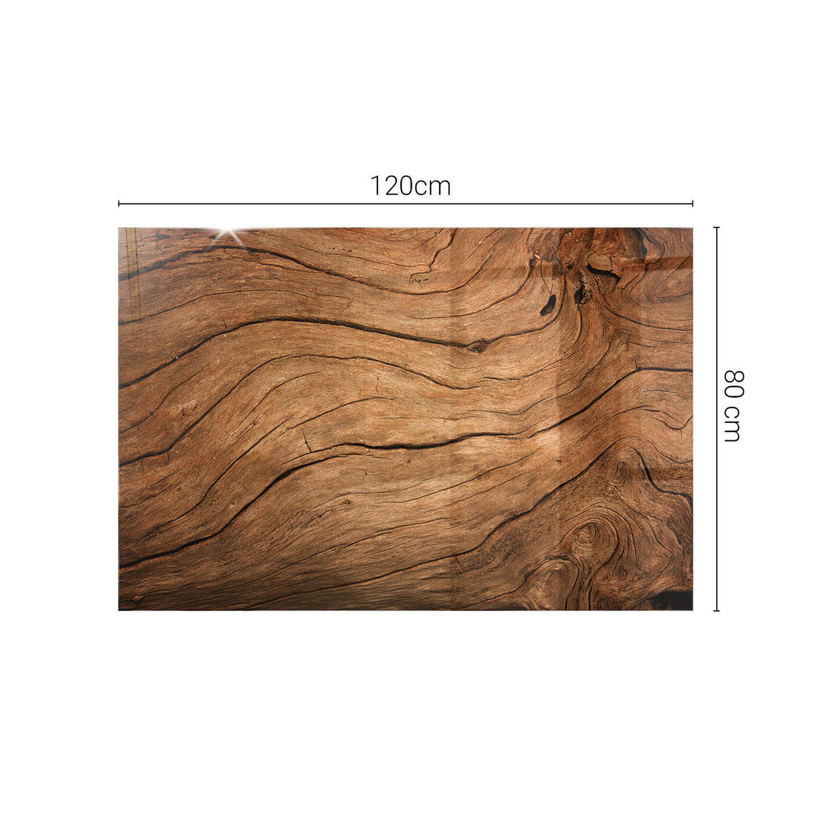 TISCHPLATTE 120x80 cm Naturholz Dekor - Braun, Glas (0.4/120/80cm) - TULUP