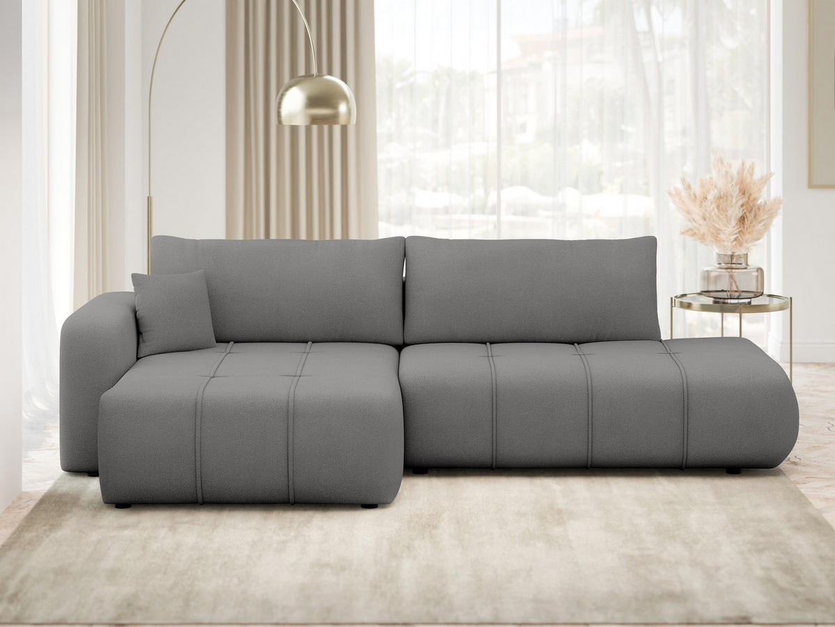 ECKSOFA Furyn O, Seite: Links - Greige/Schwarz, Holzwerkstoff/Kunststoff (262/145cm) - MIRJAN24