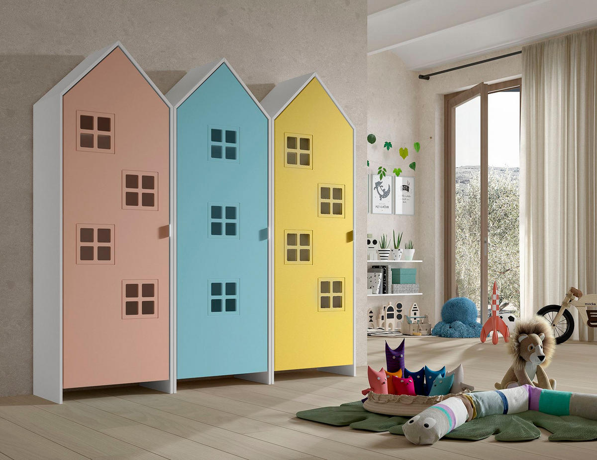 REGALSCHRANK Set Kania 173x37x171 MDF Weiß /Bunt - Blau/Pink, Holzwerkstoff (173/171/37cm) - 58aufmkessel