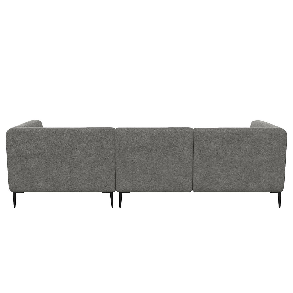 2,5-SITZER ECKSOFA mit Longchair - Schwarz/Grau, Textil/Metall (271/148cm) - home24
