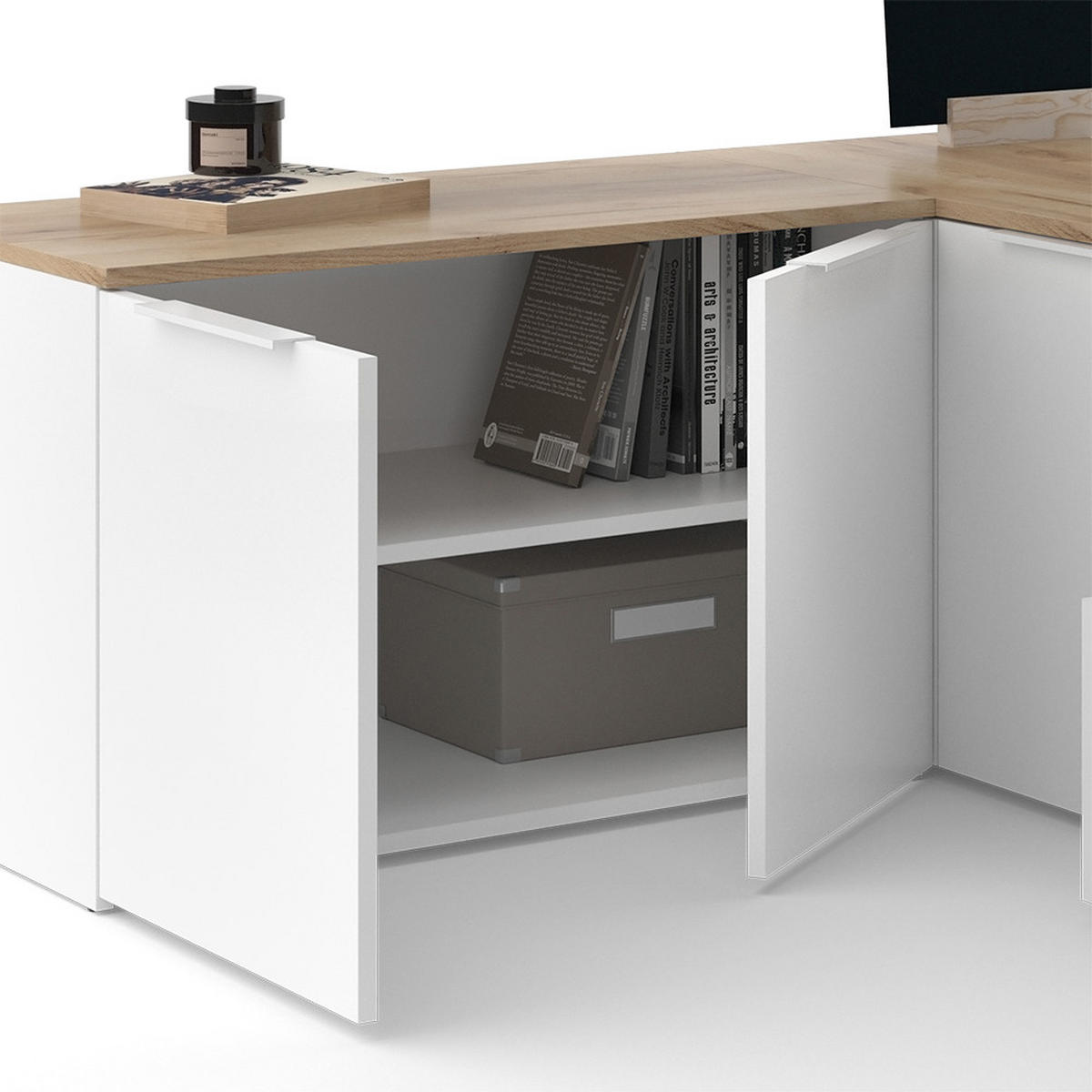 ŽIVÁ STĚNA Wido Bílá/Sonoma - bílá/Sonoma dub, kompozitní dřevo (80/50/40cm) - Vicco