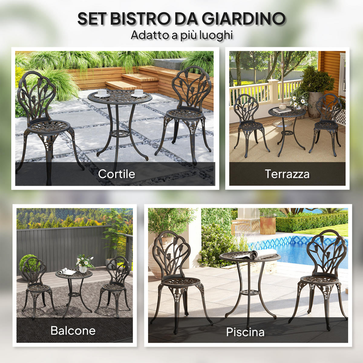 GARTEN-BEISTELLTISCHSET Bronze 3 Stück - Bronzefarben, Naturmaterialien (60/60/67cm) - GiPP