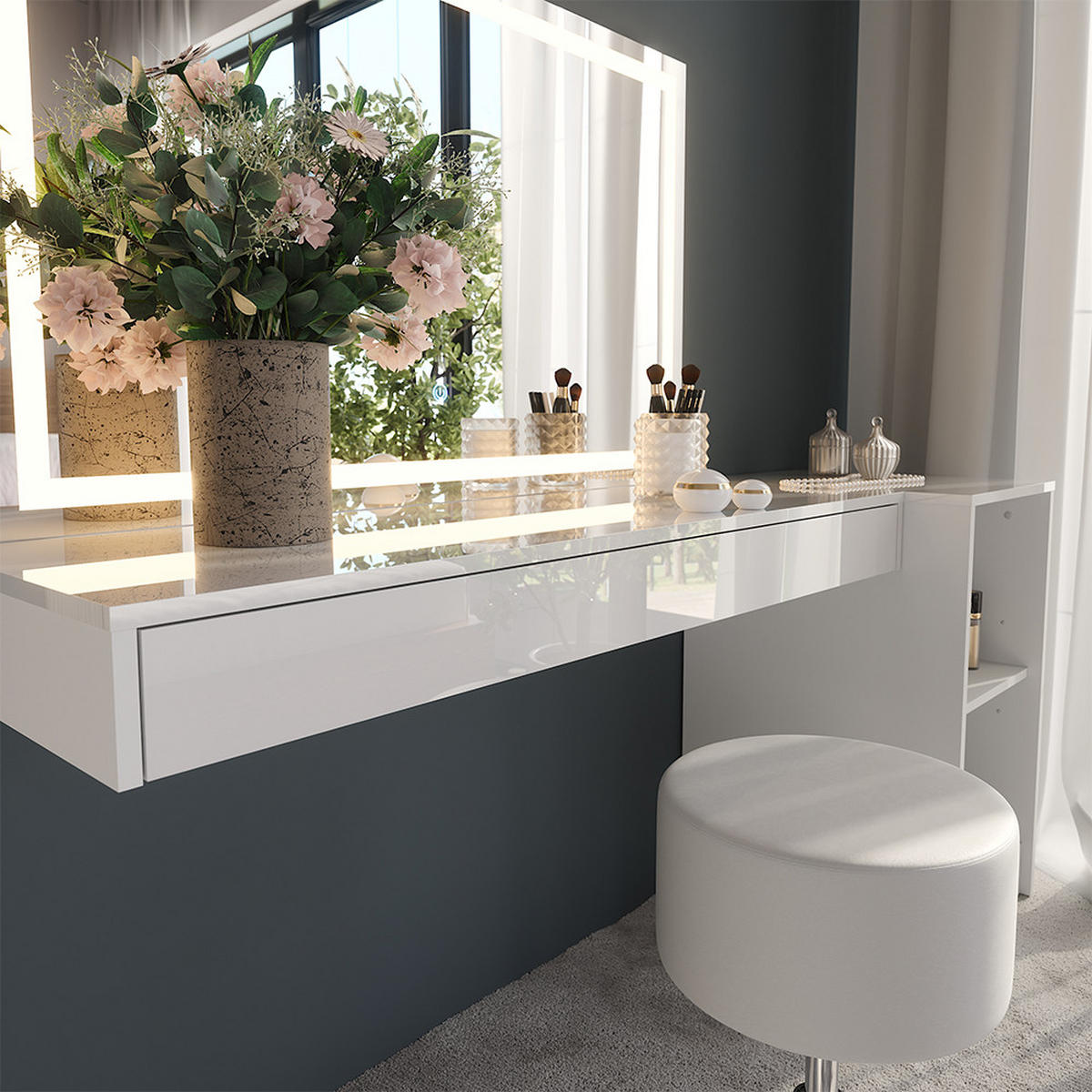 TOALETNÍ STOLEK Sherry Bílá - bílá, kompozitní dřevo (120/12/40.1cm) - Vicco