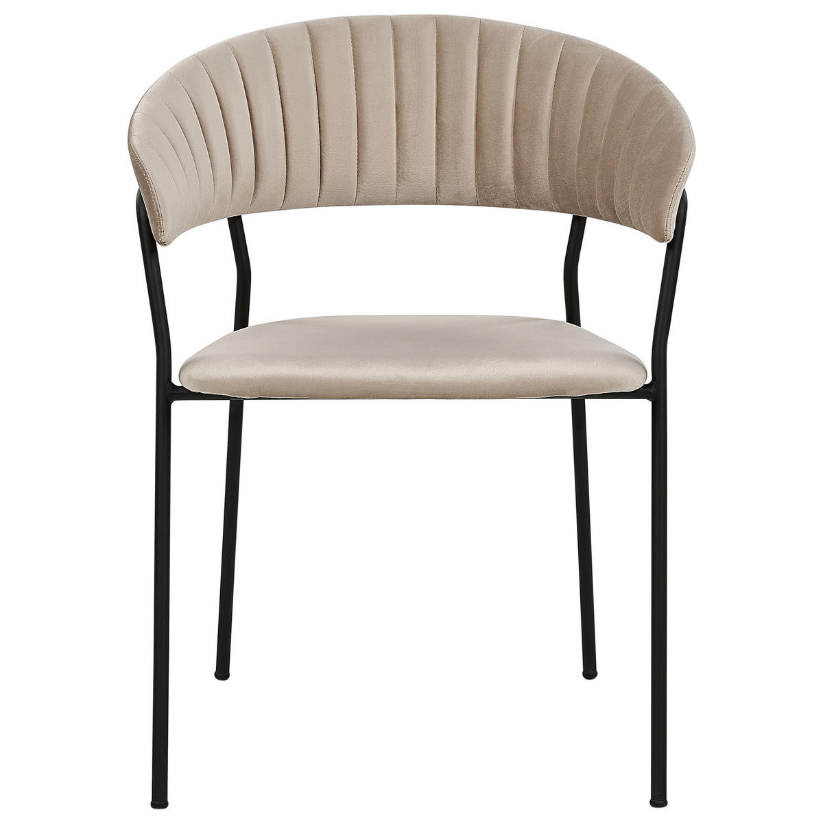 ESSZIMMERSTUHL 2er-Set Samtstoff Beige Mariposa - Beige, Textil/Metall (55/78/55cm) - Beliani