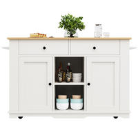 KÜCHENINSEL Weiß 151,5/59,7/91,7 cm Klappbar fahrbar mit Steckdosenleiste - Weiß, Holzwerkstoff (151.5/91.7/59.7cm) - PANGIVO