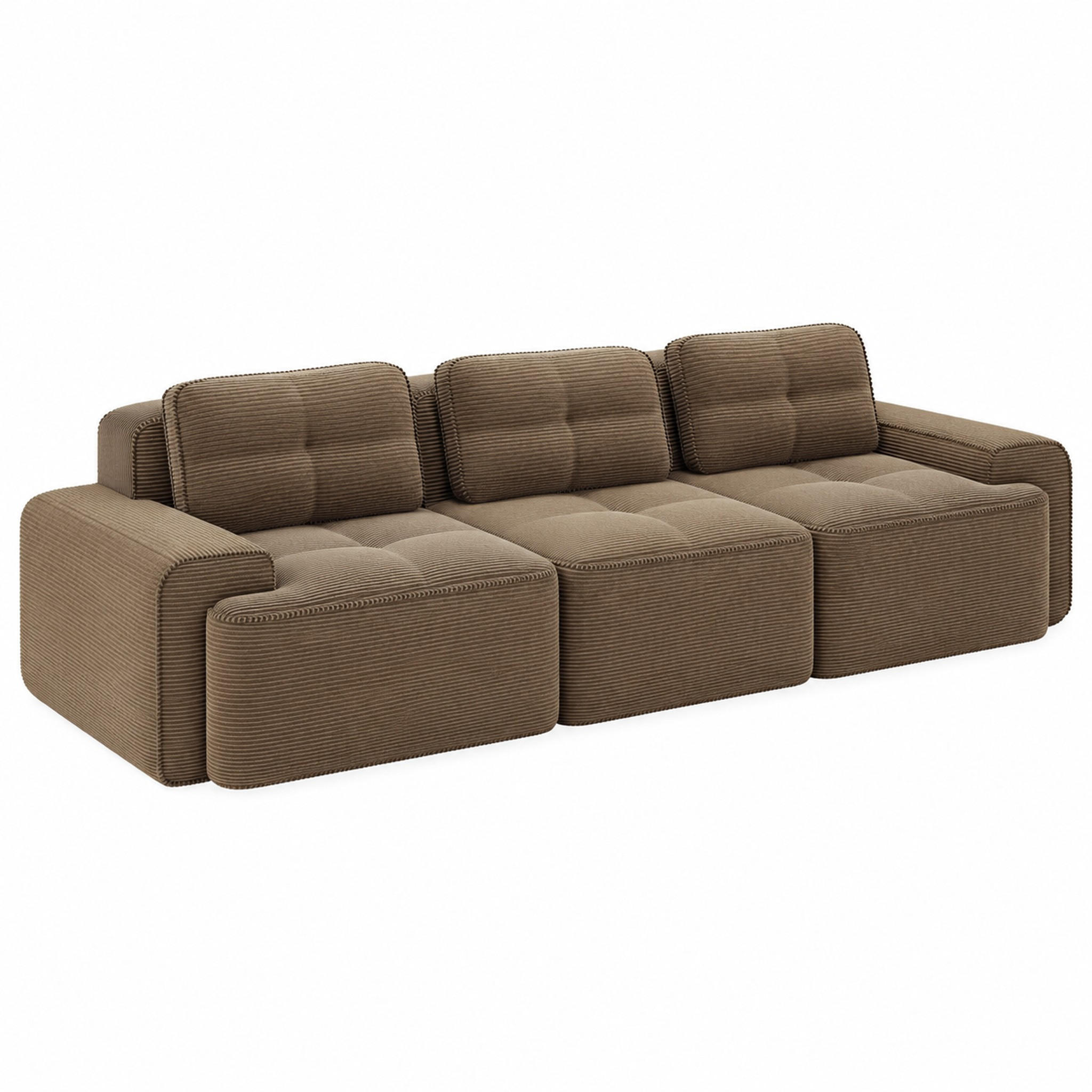SOFA modular mit Tiefsitz Cord Brown - Braun, Kunststoff (104/69/293cm) - Meubliv