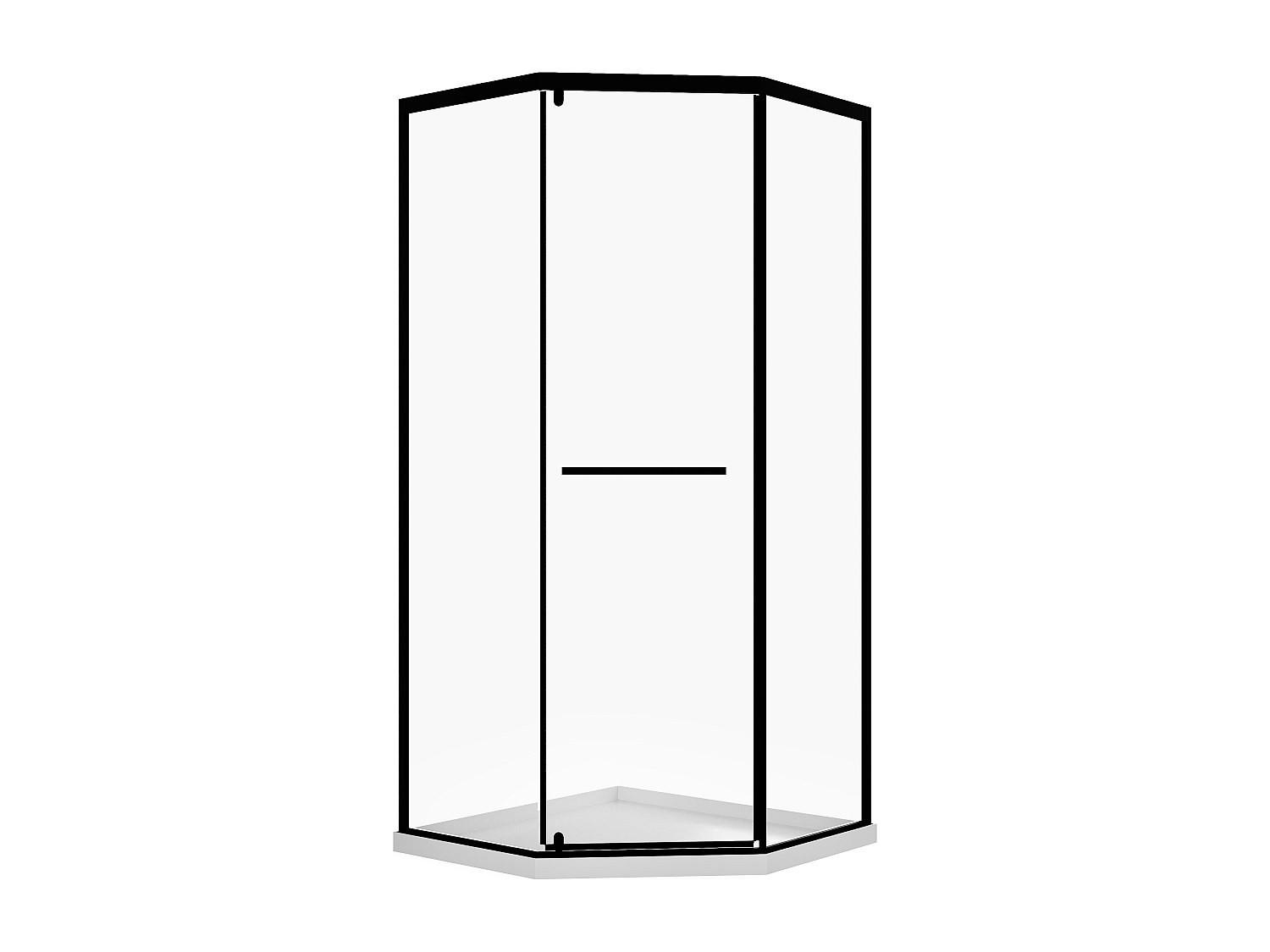 DUSCHWAND - 90 cm x 90 cm - Glas, Metall - Schwarz - CRISTELIO - Schwarz, Glas/Metall (90/195cm) - Vente-Unique