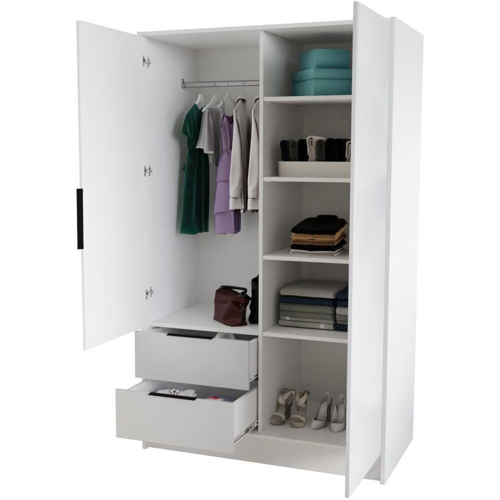 Thumbnail - Beautysofa Drehtürenschrank, Schwarz, Holzwerkstoff, 6 Fächer, 2 Schubladen, 100x200x51 cm, Schlafzimmer, Kleiderschränk...