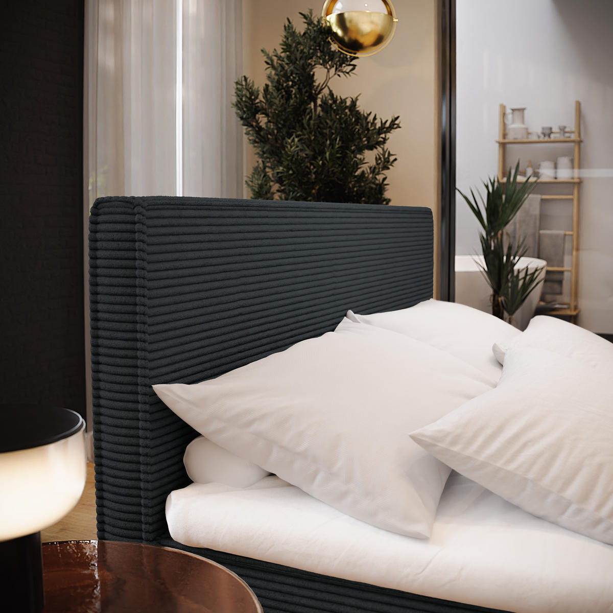 BOXBETT PELLIO 160x200 cm mit Matratze und Topper - Schwarz - Schwarz, Holz (160/200cm) - MASSENO