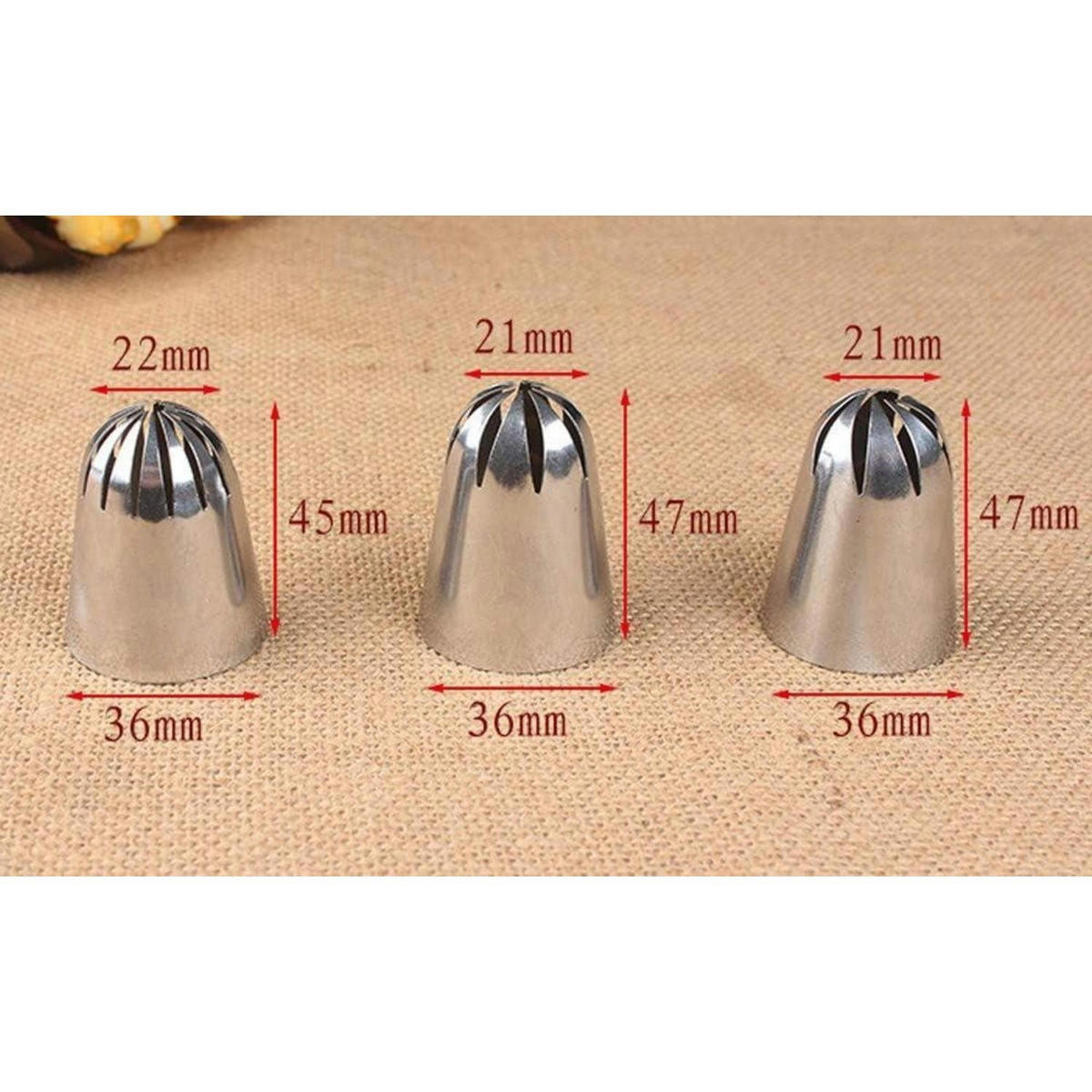 SPRITZTÜLLEN 3-teiliges Set Edelstahl - Silberfarben, Metall (3.6/2.2/4.7cm)