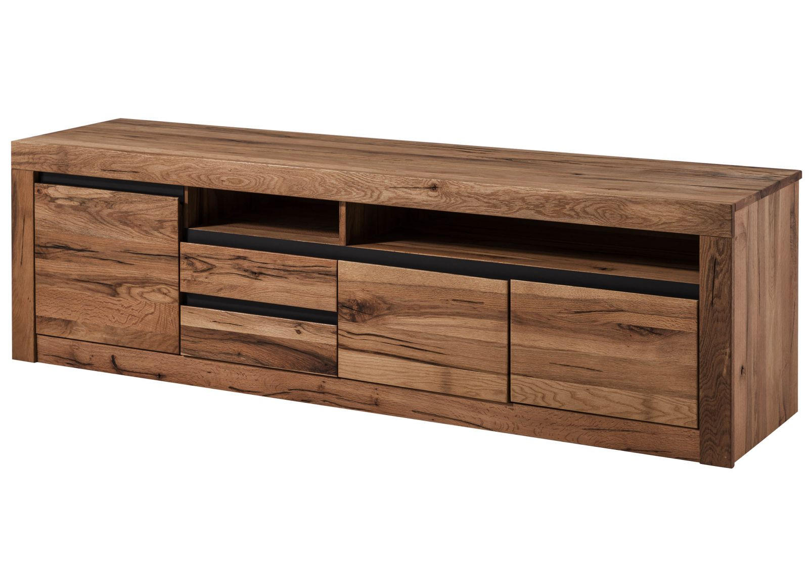 TV-BOARD Wild-/ Zerreiche 185x45x55 tabacco brown geölt MONTREUX #330 - Braun, Holz (45/55/185cm) - Massivmoebel24
