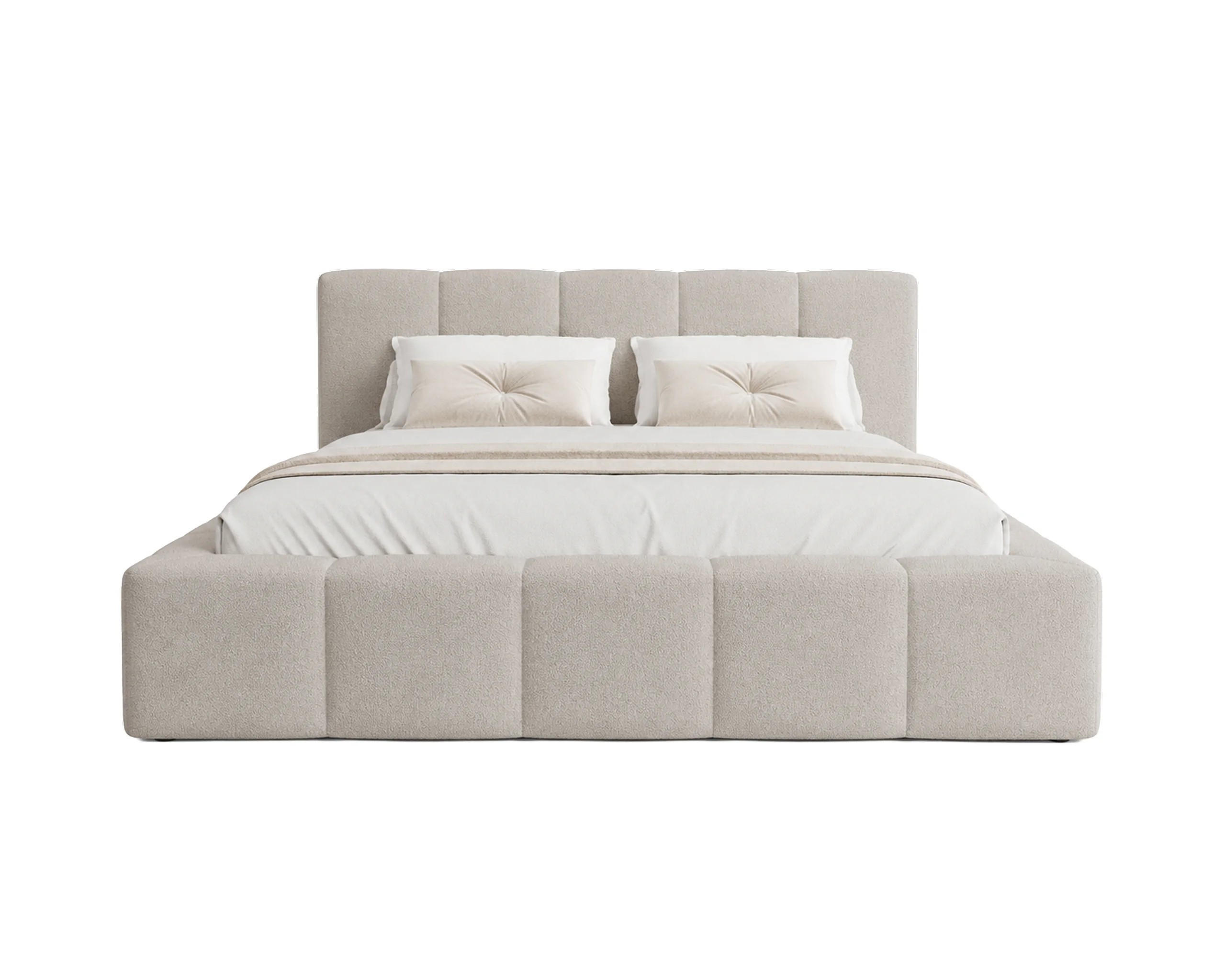 POLSTERBETT Palermo 180x200 cm mit Stauraum und elegantem Kopfteil - Holzrahmen, Velo Beige - Beige, Holz/Textil (180/200cm) - Chilly