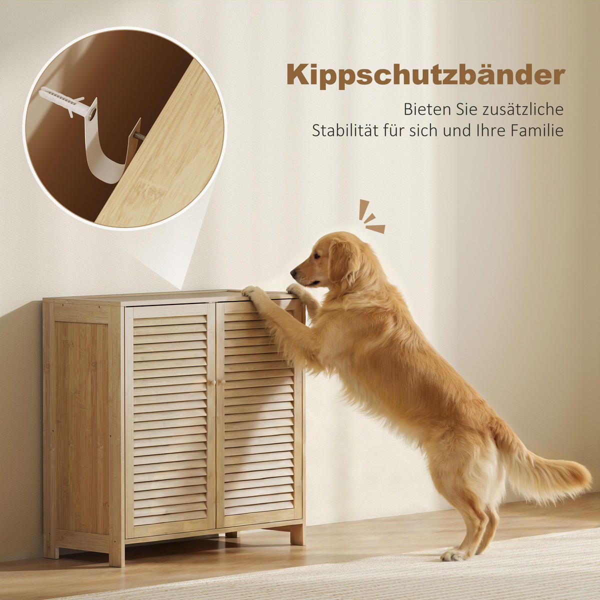 SCHUHSCHRANK Bambus Naturholz - Naturfarben, Holz/Bambusholz (35/80/80cm) - HOMCOM