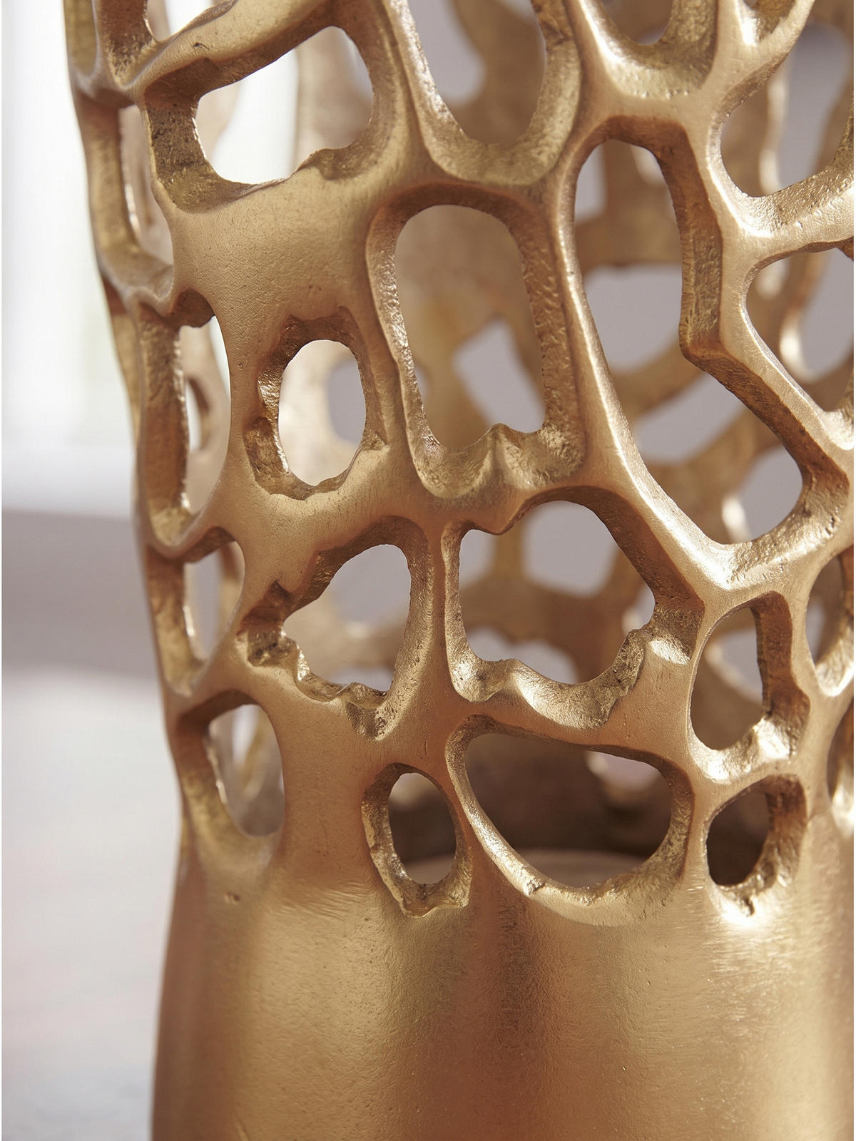 BODENVASE ASTLUX, Aluminium, handgefertigt, Gold, Ø 31 x 85 cm - Goldfarben, Metall (85cm) - KADIMA DESIGN