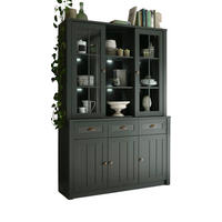 BUFFETSCHRANK grün 130 x 196 cm, Buffet im Landhaus-Stil mit viel Stauraum - Chromfarben/Schwarz, Glas/Holzwerkstoff (130/196/43cm) - Furn.Design