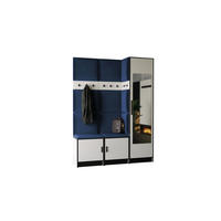 GARDEROBE ROJ 20 - 159,6x205x39cm Weiß + Stoff Blau - Weiß/Dunkelblau, Holzwerkstoff (159.6/205/39cm) - Kier Furniture