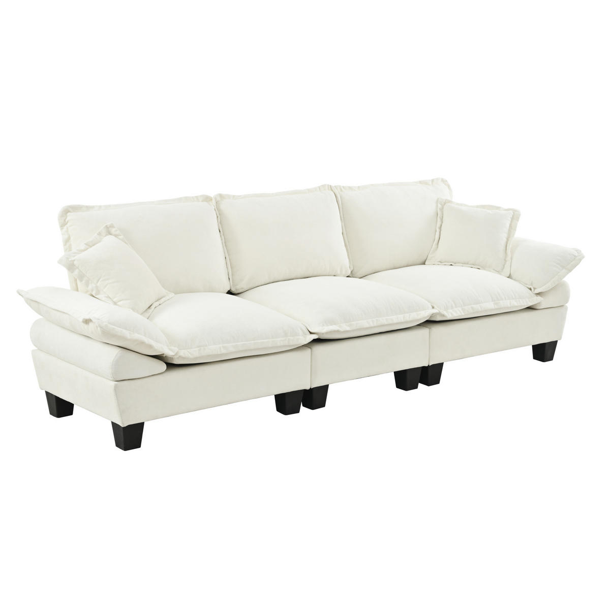 3-SITZER Sofa 263/82/90 cm mit geschwungenen Armlehnen, Chenille-Bezug und modularem Design, Beige - Beige, Textil (263/90/82cm) - Redom