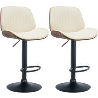 BARHOCKER 2er Set Lederlook walnuss/creme - Walnussfarben/Creme, Textil/Metall (49.5/90/50cm) - CLP