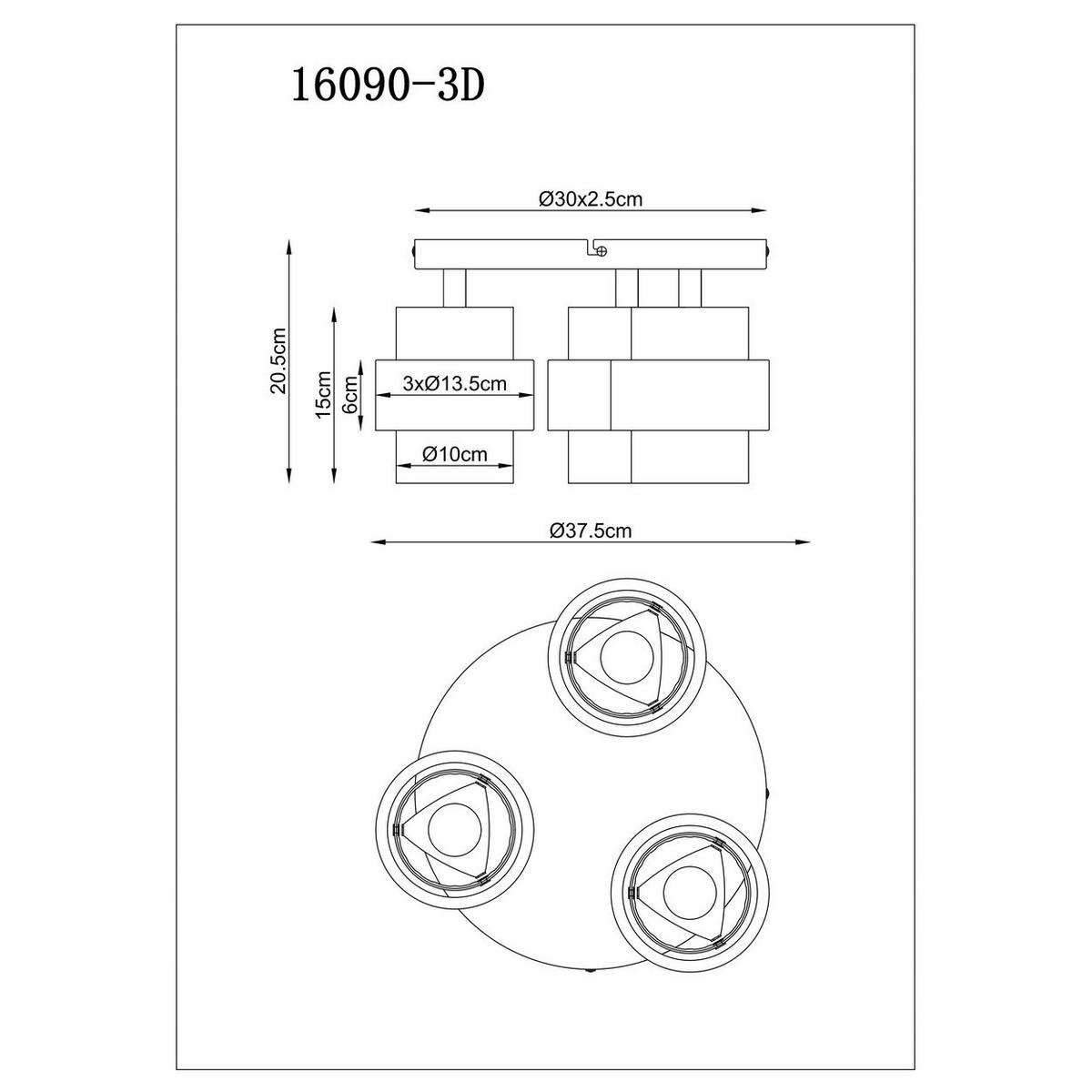 DECKENLEUCHTE DAREN, Metall, Schwarz, 3-flammig - Schwarz, Glas (37.5/37.5/20.5cm) - Globo Lighting
