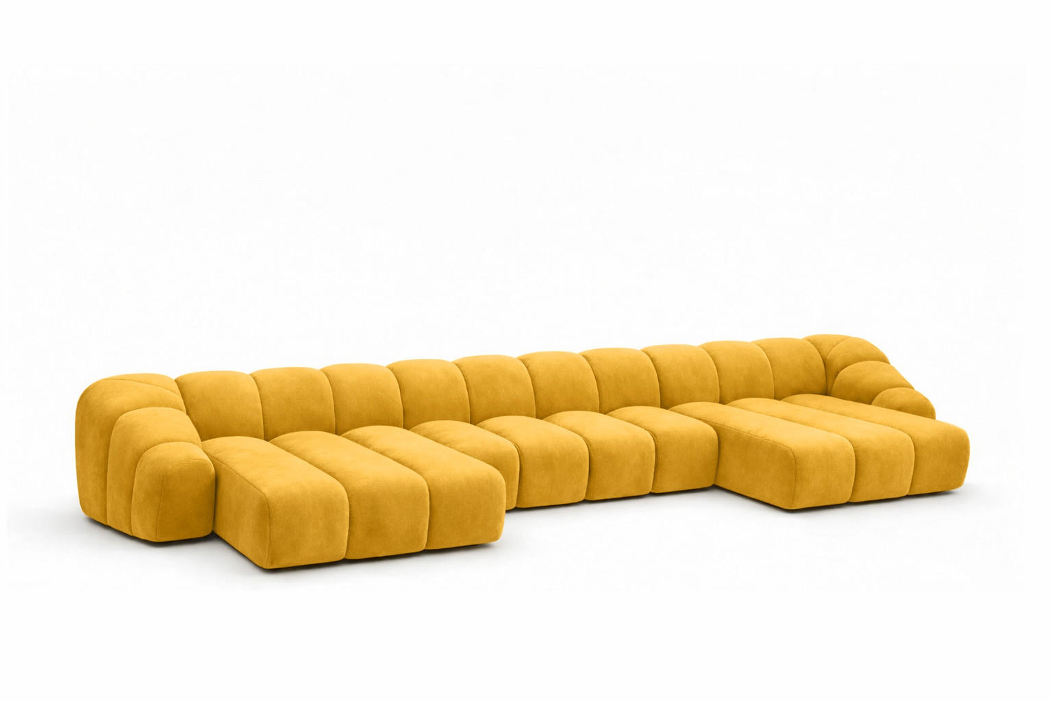 ECKSOFA Modulare U-Form, Veloursstoff Bluvel, Golden, CROISSANT U XL - Goldfarben, Holz (448/72/190cm) - Kaiser Möbel