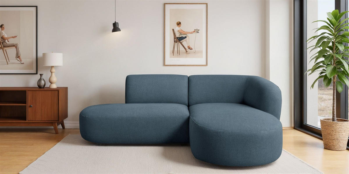 ECKSOFA Babette - Blau, Holzwerkstoff/Textil (242/188cm) - Fun Möbel
