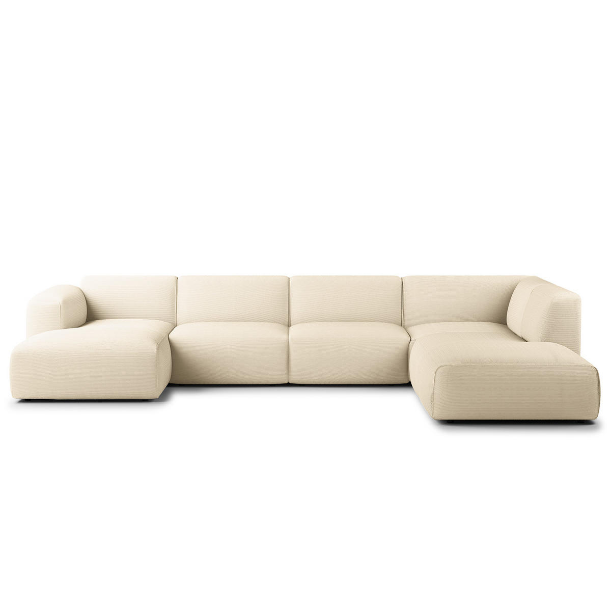 WOHNLANDSCHAFT mit Longchair - Beige/Schwarz, Kunststoff/Textil (325/71/235cm) - home24