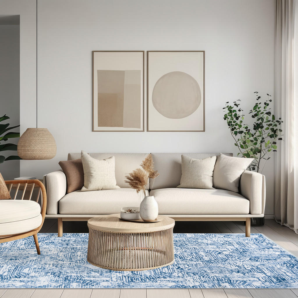 Thumbnail - Mazovia Teppich, Dunkelblau, Weiß, Textil, Ethno, Rechteckig, 100x200 cm, Oeko-Tex® Standard 100, Teppiche & Böden, Tepp...